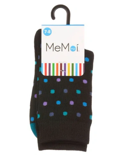Memoi Colorful Dot-patterned Crew Sock In Black