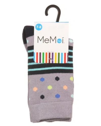 Memoi Stripe Dot Combo Crew Sock In Multi