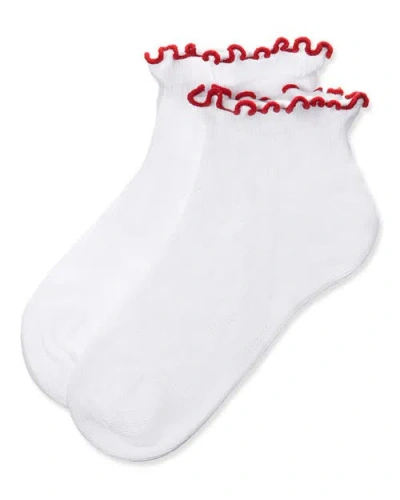 Memoi Kid's Colored Ruffle Anklet Socks