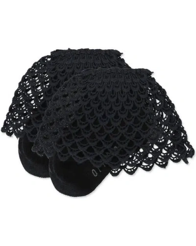 Memoi Lacy Loopsy Anklet Sock In Black