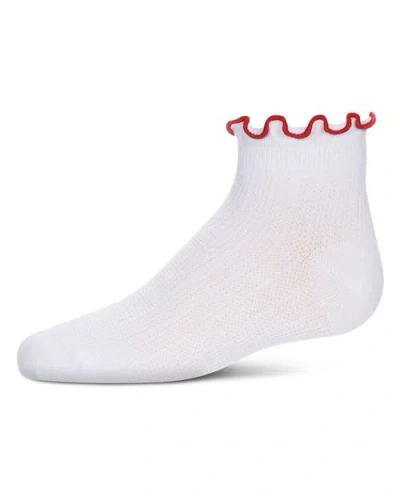 Memoi Kid's Colored Ruffle Anklet Socks In White
