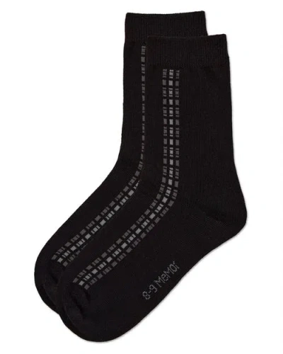 Memoi Vertical Dashed Line Crew Socks In Black