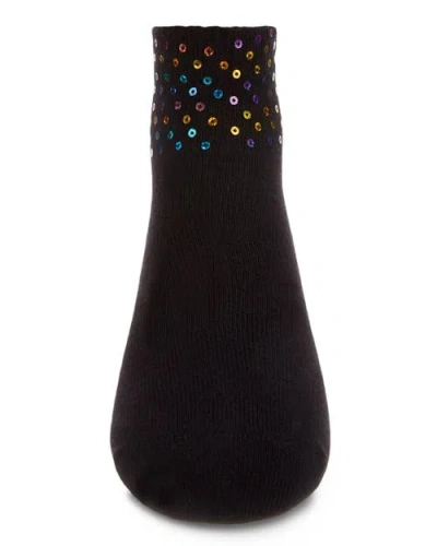 Memoi Multicolor Sequin Anklet Sock In Black