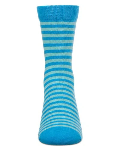 Memoi Thin Stripe Crew Sock In Blue