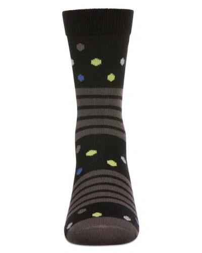 Memoi Stripe Dot Combo Crew Sock In Black