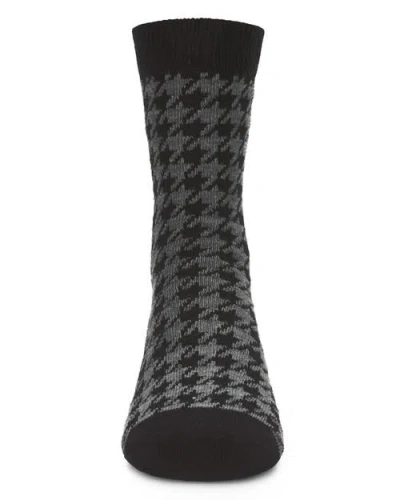 Memoi Houndstooth Crew Sock In Black