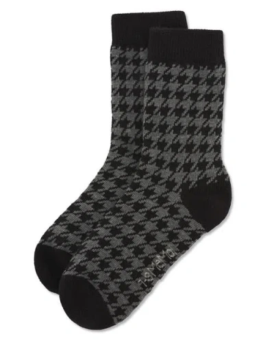 Memoi Houndstooth Crew Sock In Black