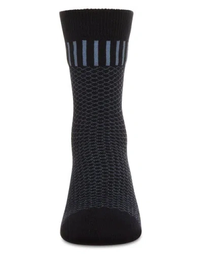 Memoi Geometric-pattern Crew Sock In Black