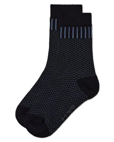 Memoi Geometric-pattern Crew Sock In Black