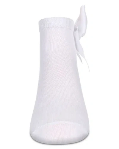 Memoi Bow-on-back Anklet Sock In White