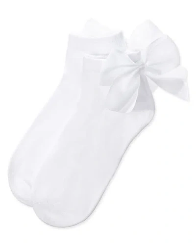 Memoi Bow-on-back Anklet Sock In White