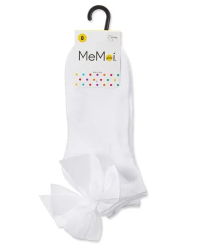 Memoi Bow-on-back Anklet Sock In White