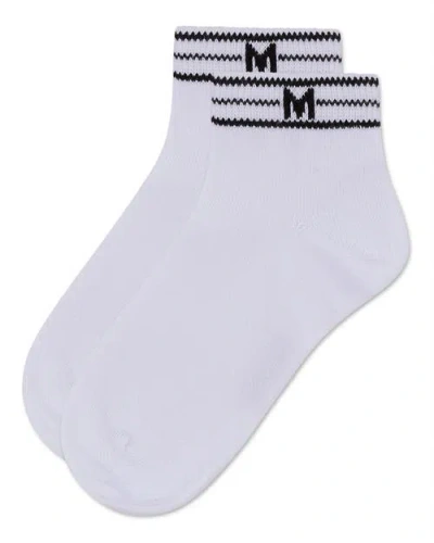 Memoi M Multi Line Anklet Socks In White