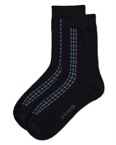 Memoi Vertical Dashed Line Crew Socks In Black