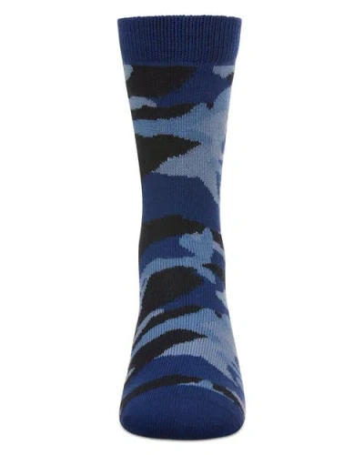 Memoi Camouflage-pattern Crew Socks In Blue