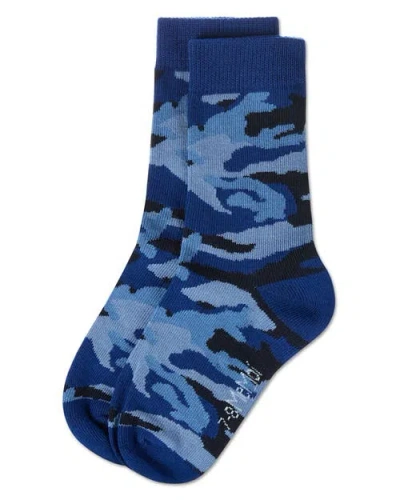 Memoi Camouflage-pattern Crew Socks In Blue