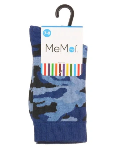 Memoi Camouflage-pattern Crew Socks In Blue