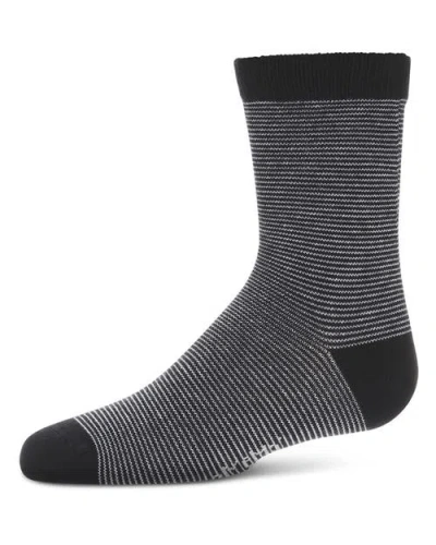 Memoi Horizontal Stripe Crew Socks In Black