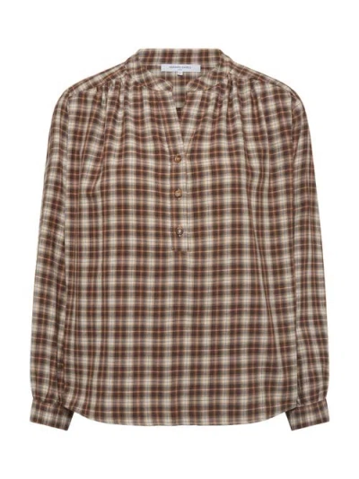 Gerard Darel Aline Checked Blouse In Brown