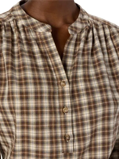 Gerard Darel Aline Checked Blouse In Brown