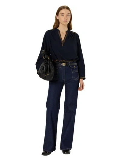 Gerard Darel Aurelie Embroidered Pattern Blouse In Black
