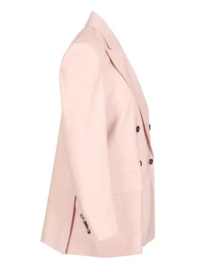 Max Mara Ombrosa Double Breasted Wool Blazer Jackets Rose In Purple