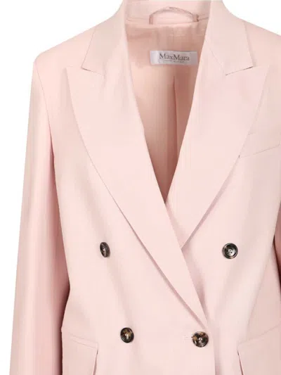 Max Mara Ombrosa Double Breasted Wool Blazer Jackets Rose In Purple