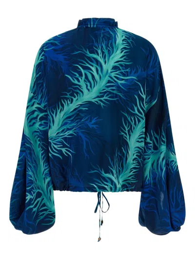 F.r.s . Printed Silk Blouse In Blue