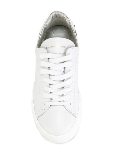 Shop Philippe Model Pleated Detailing Sneakers - White