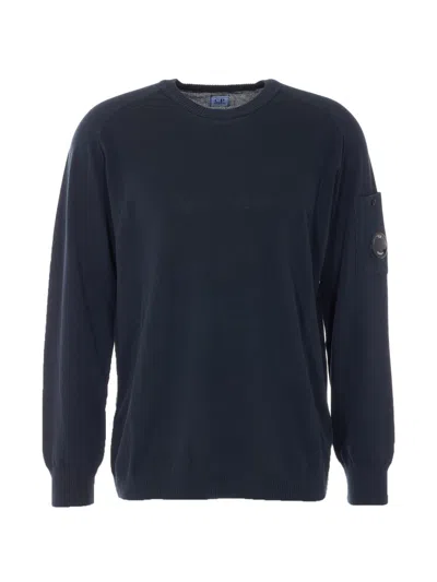 C.p. Company C.p.company Sea Island Cotton Crew-neck Jumper In Blue