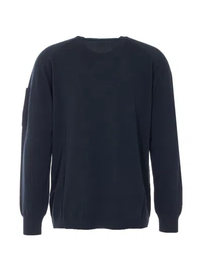 C.p. Company C.p.company Sea Island Cotton Crew-neck Jumper In Blue