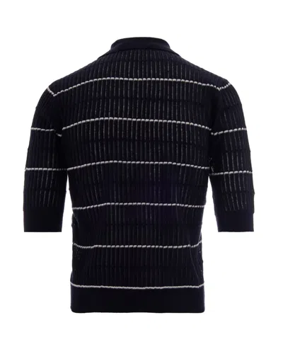 Max Mara Blue Knit Polo In Multi