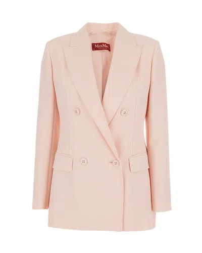Max Mara Virgin Wool Double-breasted Jacket In Pink