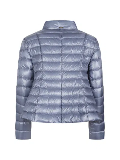 Herno Mini Short Quilted Down Jacket With High Collar For Women In Blue
