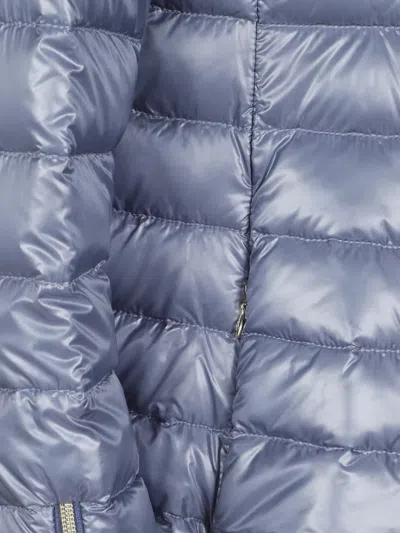 Herno Mini Short Quilted Down Jacket With High Collar For Women In Blue