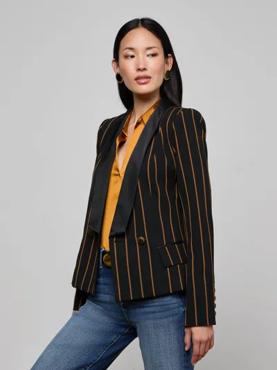 L'agence Imogen Satin Lapel Blazer In Multi