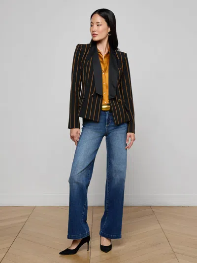 L'agence Imogen Satin Lapel Blazer In Multi