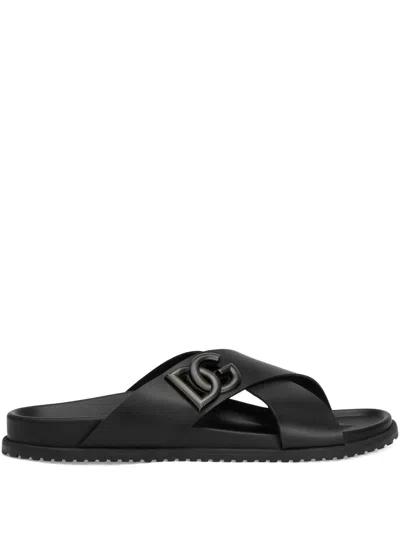 Dolce & Gabbana Luxurious Calfskin Sandals For Men In Black