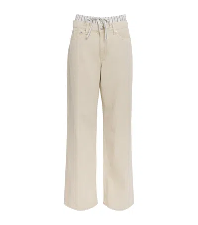 Rag & Bone Featherweight Saige Low Rise Full Boxer Straight Jeans In White