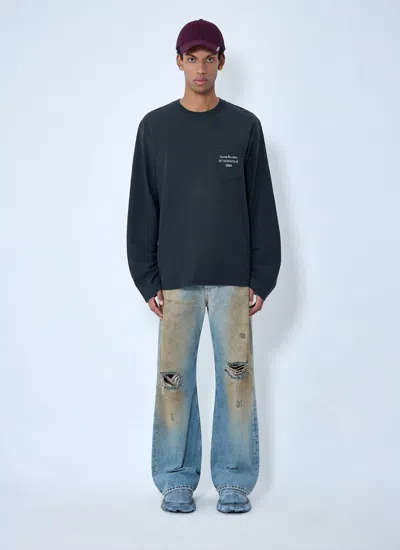 Acne Studios Men Long Sleeve Cotton Jersey T-shirt In Blue