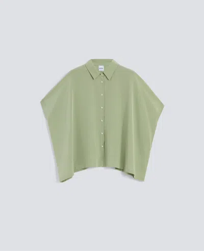Aspesi Silk Crepe De Chine Shirt In Green