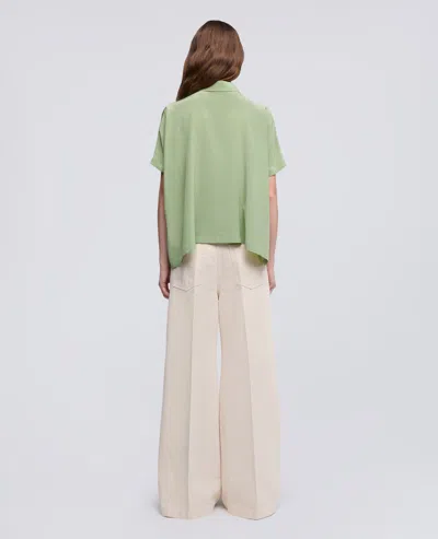 Aspesi Silk Crepe De Chine Shirt In Green