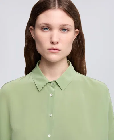 Aspesi Silk Crepe De Chine Shirt In Green