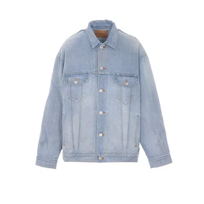 Balenciaga Collared Regular Jacket Long Sleeves Pockets In Blue
