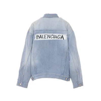 Balenciaga Collared Regular Jacket Long Sleeves Pockets In Blue