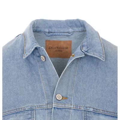 Balenciaga Collared Regular Jacket Long Sleeves Pockets In Blue