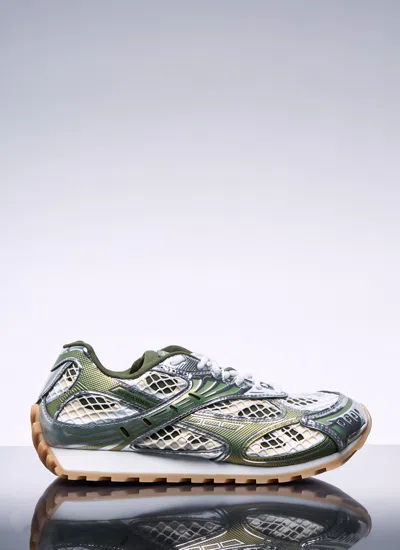 Bottega Veneta Orbit Metallic Net Runner Sneakers In Limone