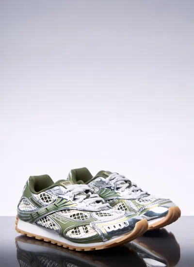 Bottega Veneta Orbit Metallic Net Runner Sneakers In Limone