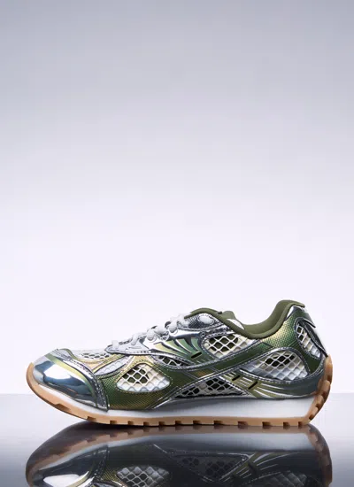 Bottega Veneta Orbit Metallic Net Runner Sneakers In Limone