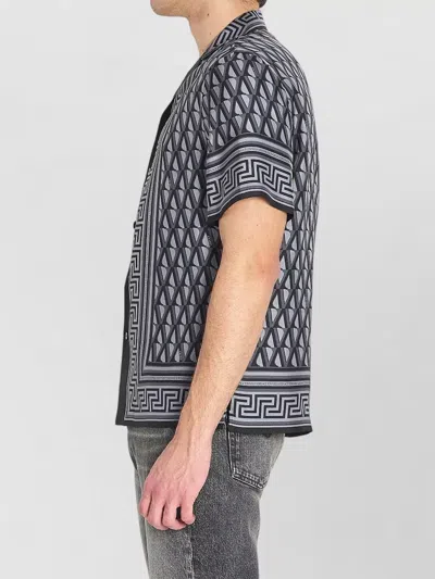 Versace Pattern-printed Short-sleeved Shirt In Gray